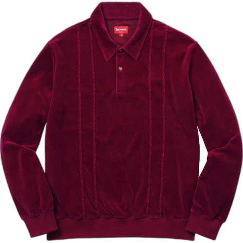 Supreme Velour L/S Polo Dark Magenta