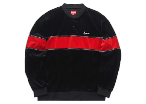 Supreme Velour Snap Henley Black