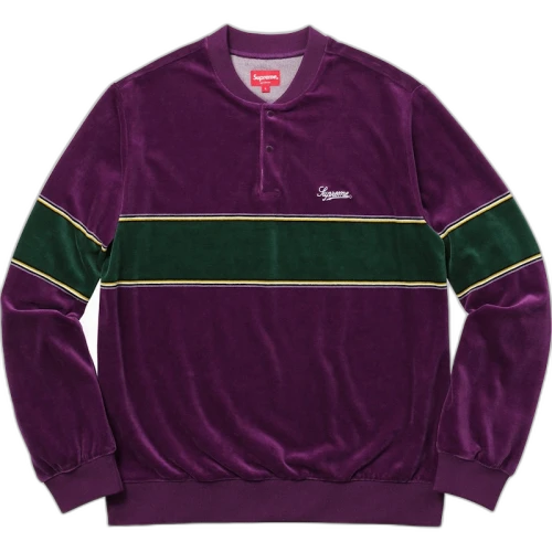 Supreme Velour Snap Henley Purple