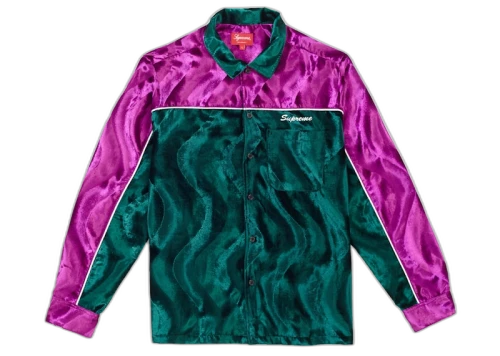 Supreme Velvet Swirl Work Shirt Green