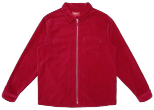 Supreme Velvet Zip Up Shirt Magenta