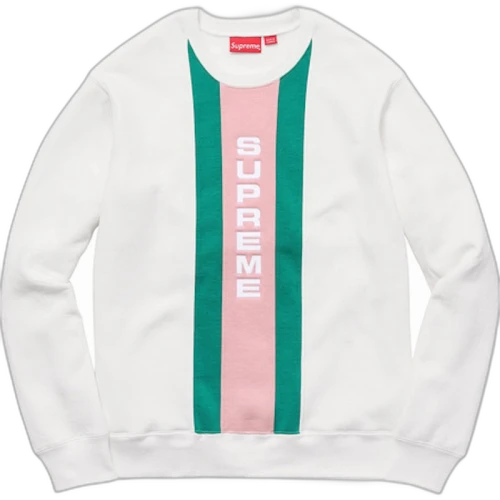 Supreme Vertical Logo Panel Crewneck White