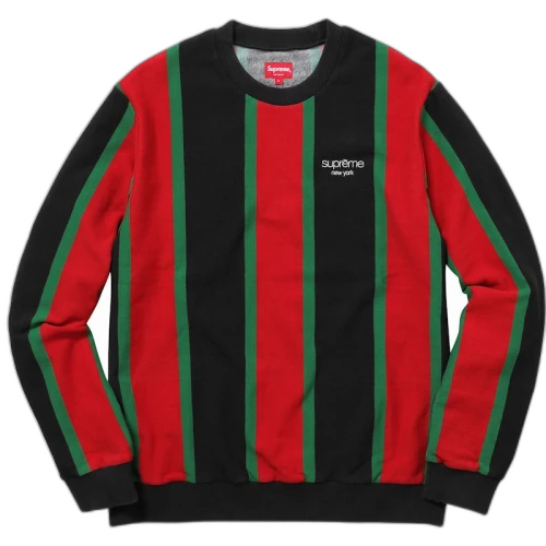 Supreme Vertical Striped Pique Crewneck Black