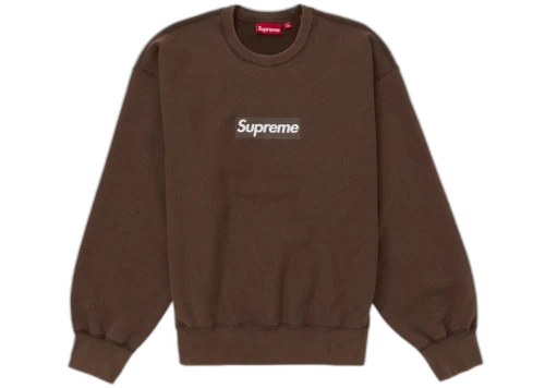 Supreme Washed Box Logo Crewneck Brown