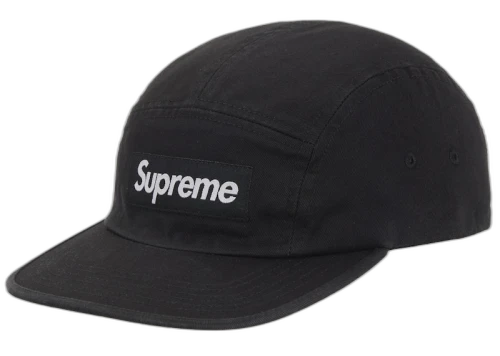 Supreme Washed Chino Twill Camp Cap (FW25) Black