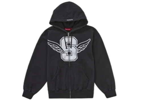 Supreme Wings Zip Up Hooded Sweatshirt Black