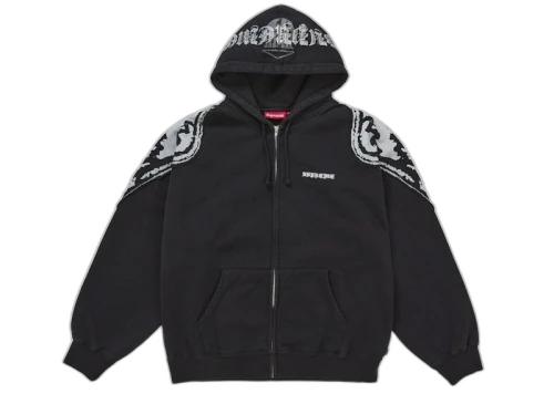 Supreme Wings Zip Up Hooded Sweatshirt (FW25) Black