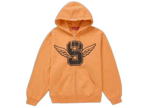 Supreme Wings Zip Up Hooded Sweatshirt Light Orange