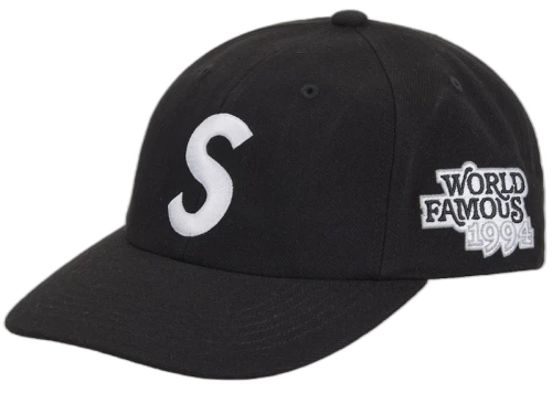 Supreme World Famous S Logo 6-Panel Black