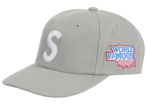 Supreme World Famous S Logo 6-Panel Grey