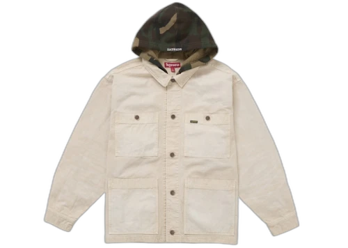 Supreme Worn Hooded Chore Coat Natural