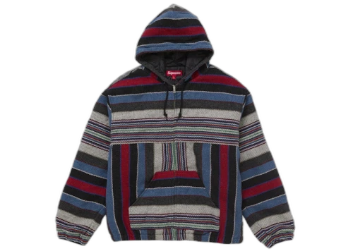Supreme Woven Stripe Hooded Jacket Black