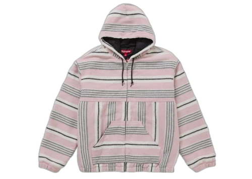 Supreme Woven Stripe Hooded Jacket Pink