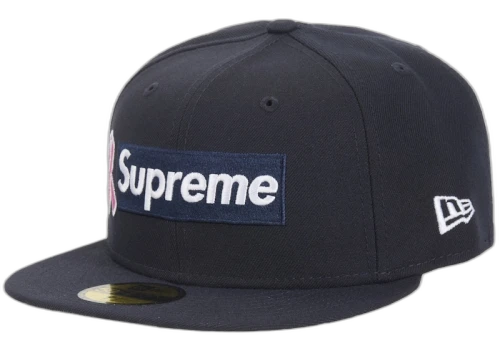 Supreme x New Era Breast Cancer Awareness Box Logo Fitted Hat Navy