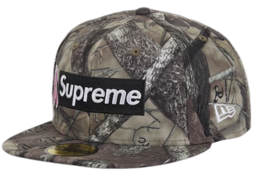Supreme x New Era Breast Cancer Awareness Box Logo Fitted Hat Woodland Camo