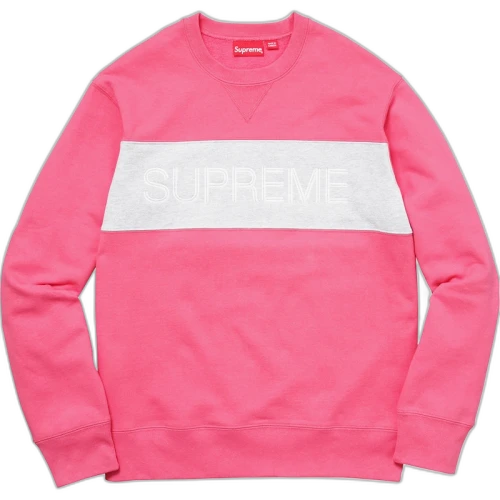 Supreme Zig Zag Stitch Panel Crewneck Hot Pink