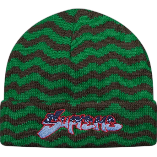 Supreme Zig Zag Stripe Beanie Green