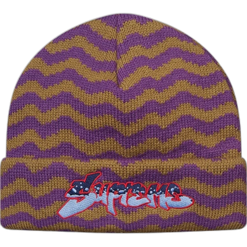 Supreme Zig Zag Stripe Beanie Purple