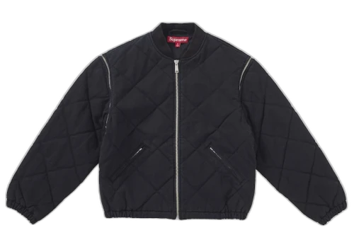 Supreme Zip-Off Sleeve Quilted Bomber Jacket Black