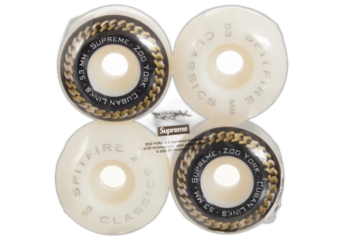 Supreme Zoo York Spitfire Cuban Links Classic Skateboard Wheels (Set of 4) White