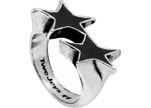 Twojeys Icon Black Enameled Single Ring Silver