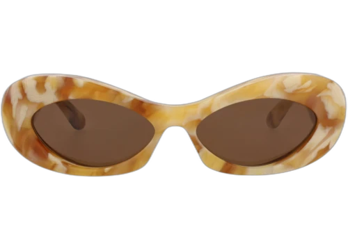 Valentino Round Frame Acetate Sunglasses VLS-178D-57 Marble Marble Brown