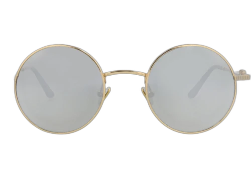 Valentino Round Frame Metal Sunglasses VLS-173A-48 Gold Gold Silver