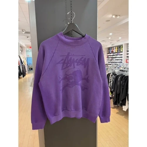 90s Stussy Vintage Skull Purple Bootleg Sweatshirt (Women's)
